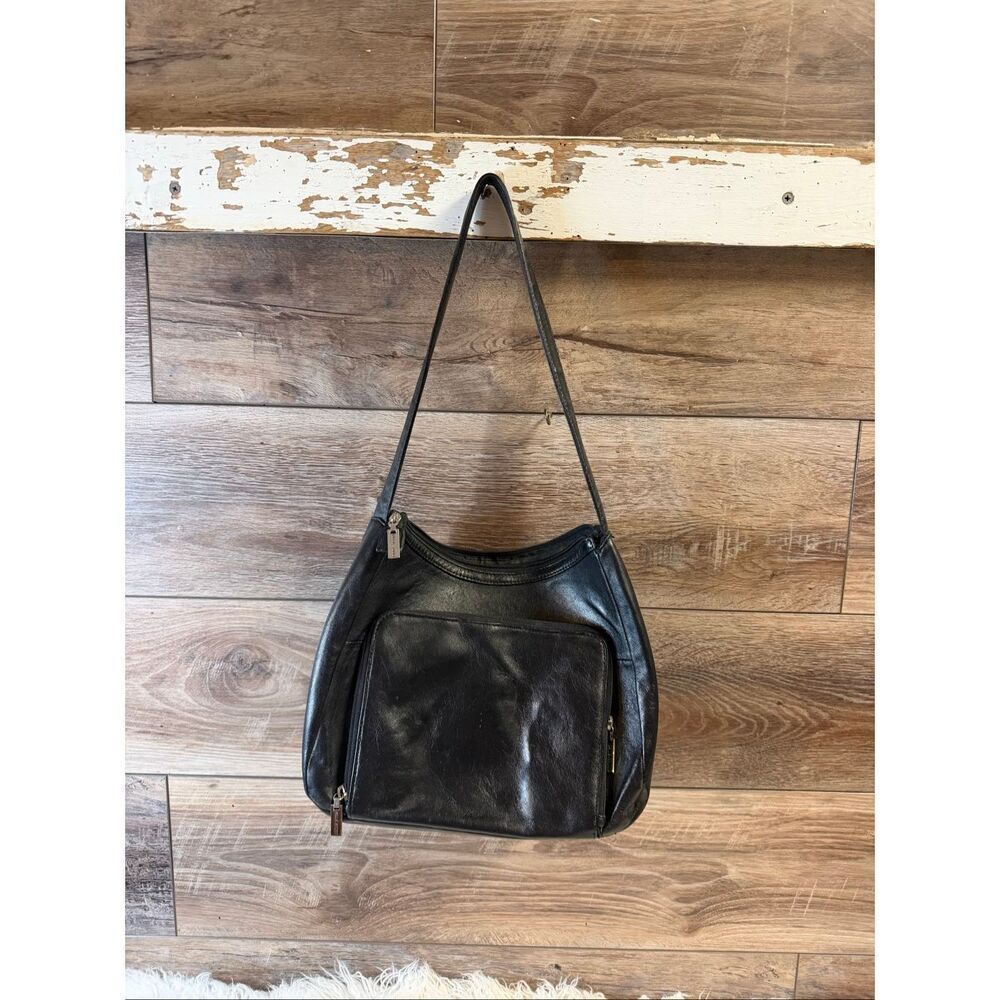 Pelle Studio Wilsons Leather Black Leather Shoulder Bag Zip Hobo Purse Classic